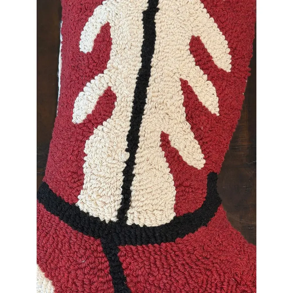 Burgundy cream and black cowboy boots pillow
